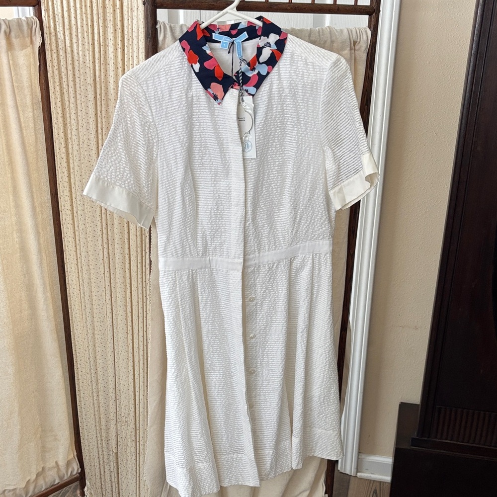 Draper James White Dress with Blue, Red and Pink Floral Accents NWT